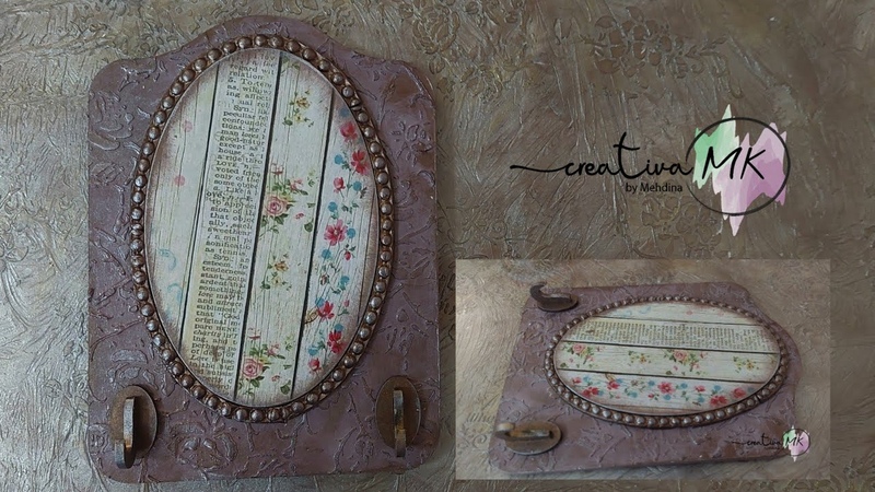 Idea for a key holder with decoupage, keyholder, decoupage,