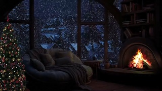 Lareira Ambiente de Natal | Dormir tempestade de neve soa lareira | Ambiente de inverno | ASMR