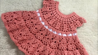 Vestido de croch Vitria tamanho recm nascido (com tabela para at 12 meses)