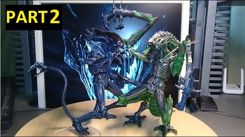 Comparison 2016 Neca Gorilla Alien vs Mantis Alien, Series 10, from Kenner Tribute