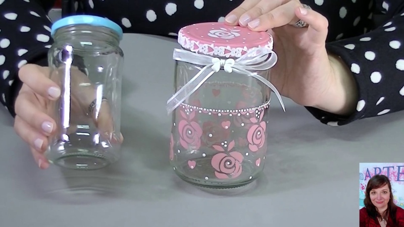 Decorar frascos de vidrio reciclados Fernanda Valiente Tutorial en Español