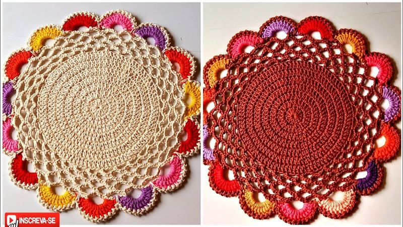americano, sousplast arco íris fácil, mesaposta, crochet,