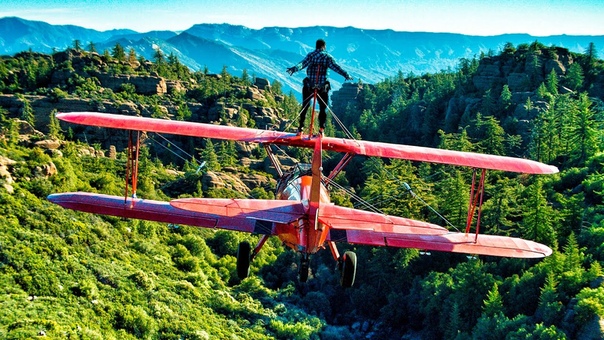 Wing Walker Jumps from Airplane Wing Walking Stunts in 4