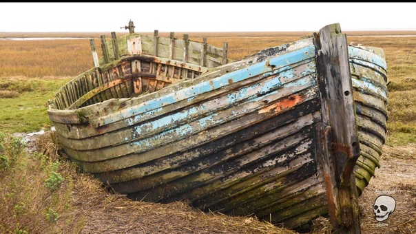 Abandoned boats at sea. Abandoned
