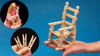 A creative craft out of clothespins - a chair for your favorite doll!