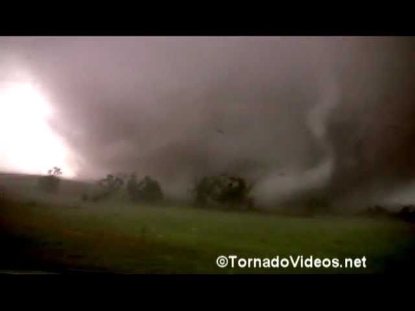 INCREDIBLE violent wedge tornado video Lookeba,