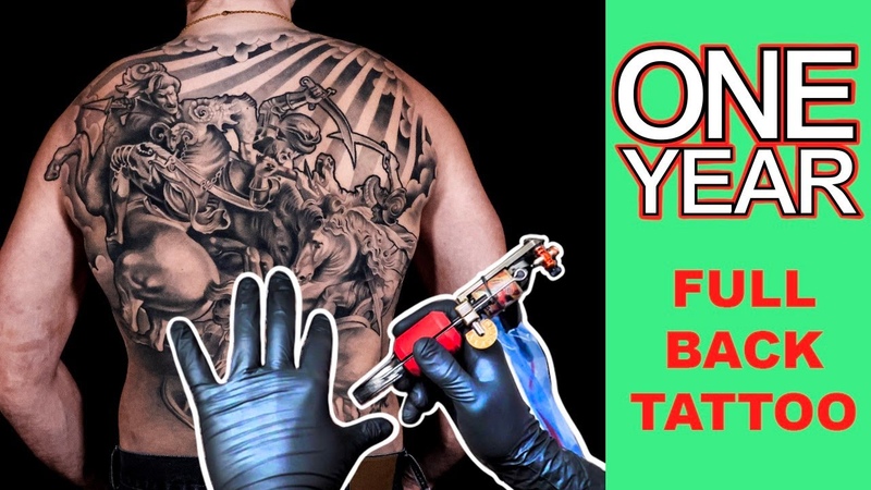 FULL BACK TATOO 1 YEAR IN THE MAKING (back tattoo ideas for