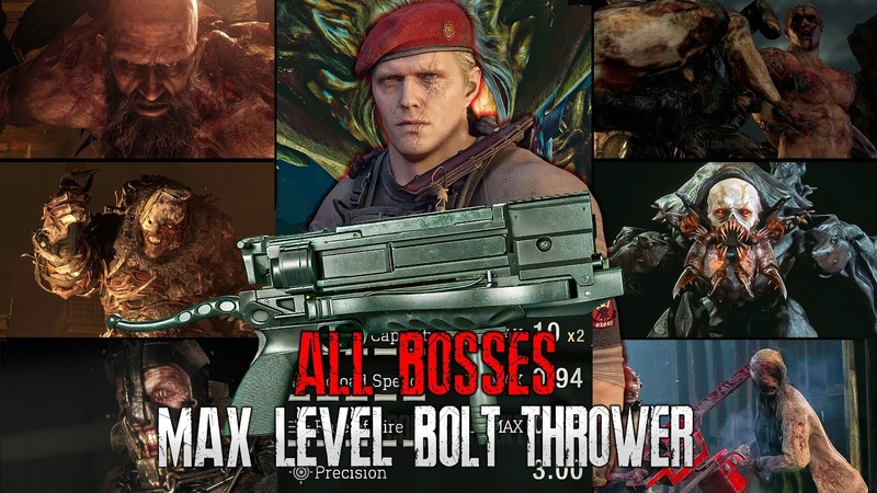 RESIDENT EVIL 4 REMAKE MAX LEVEL BOLT THROWER with KRAUSER VS ALL BOSSES 4
