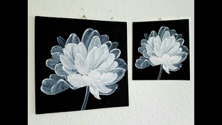 Blume Malen Acryl Wei Schwarz leicht Anfnger - Flower Acrylic Painting White Black for Beginners