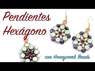 Pendientes Hexágono con Honeycomb Beads