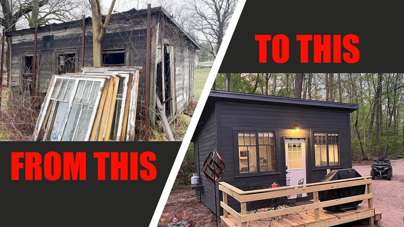 Off Grid Tiny House COMPLETE BUILD with Timelapse, Reclaimed Materials CHEAP DIY 12x16