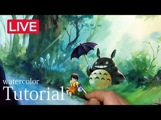 -totoro drawing-Totoro watercolor illustration - -zazac namoo