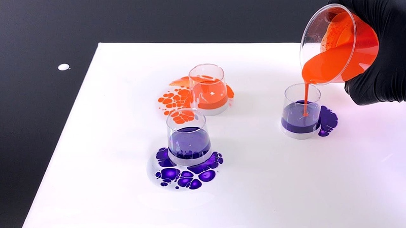 Fluid Art painting Three Small Cups Acrylic pouring Beginners