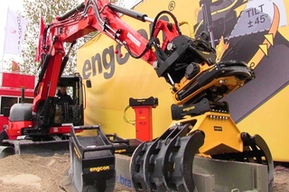 Engcon Tiltrotator And Quick Hitch Standard Control Demo @ Bauma 2016