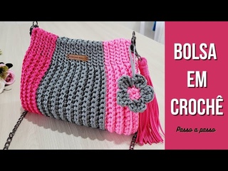BOLSA DE CROCH PERFEITA EM FIO NUTICO COM PONTO RELEVO E  TASSEL
