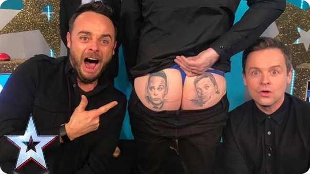 Who has Ant Dec s faces tattooed on their bum , Britain s Got More Talent