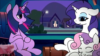 Rarity and Twilight(And Sweetie Belle) chilling on a train Ft. Faded Memory
