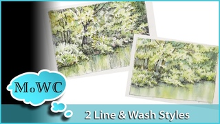 2 Line and Wash Approaches for Watercolor Landscape  InkTober