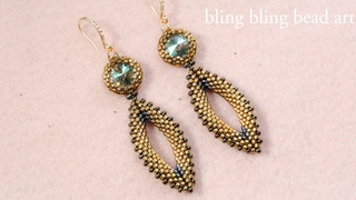 آموزش گوشواره دو تیکه با کریستال        How to make beaded earring with crystal and seedbeads