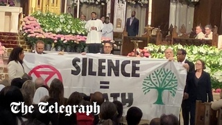 Pro-Palestine protesters interrupt Easter mass at St Patrick’s Cathedral in New York