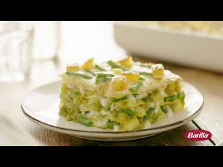 Лазанья с песто алла Дженовезе, зеленой фасолью и картофелем
