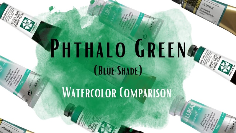 Phthalo Green ( Blue Shade) PG7 Watercolor Comparison Daniel Smith Lukas Schmincke