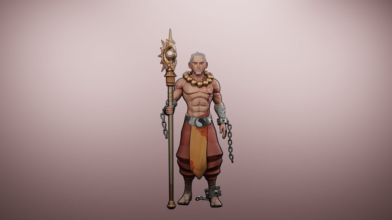 3 D WARRIOR MONK Stylized IDLE