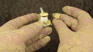 Винтажная рошь и серьги Чаепитие (Danecraft США)