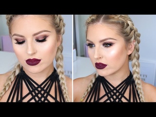 Sexy & Glowing Makeup ♡ Deep Wine Lips & Sultry Bronze Glitter