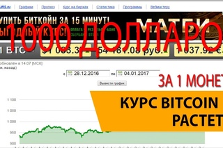 Курс валют Bitcoin пробил 1 000 долларов
