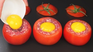Nur 3 Zutaten! Wahnsinnig leckeres und einfaches Rezept! Zarte Tomaten mit Hackfleisch!