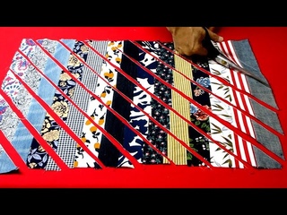 DIY    !/diamond irregular patchwork tote bag with scraps