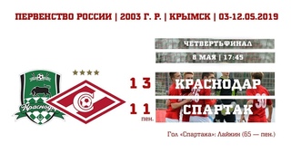 “Краснодар“ - “Спартак“ (2003 г. р.) 1:1 (3:1 с.п.)