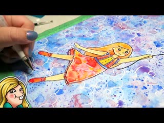CARTOONY WATERCOLOUR PAINTING - Up Up and Away