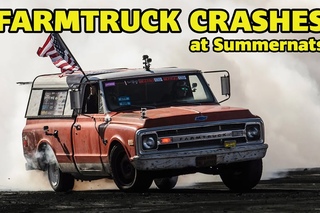 FARMTRUCK CRASHES AT SUMMERNATS BURNOUT COMP!