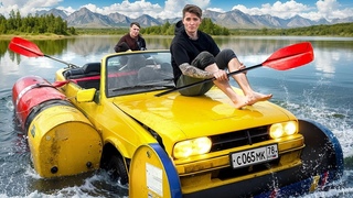 ЗАПУСТИЛИ МАШИНУ В ВОДУ И ПОПЛЫЛИ. УТОНУЛА ИЛИ НЕТ