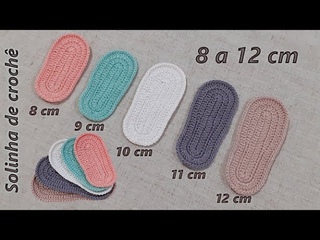 Solinha de Croch para Sapatinho de Beb de 8 a 12 cm (0 a 12 meses) / Suela de Crochet para Beb