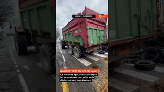 Agriculteurs Agen, de la paille devant la préfecture