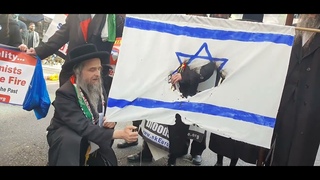 Anti-Zionist religious Jews burn Israel flag / Al Quds Day, London 2022