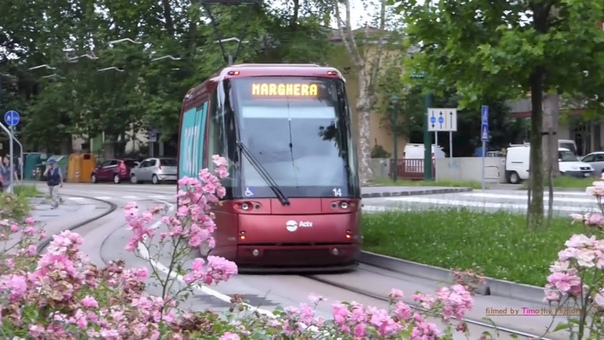 Rubber tyred tram in Venice, Italy Rete tranviaria di Venezia