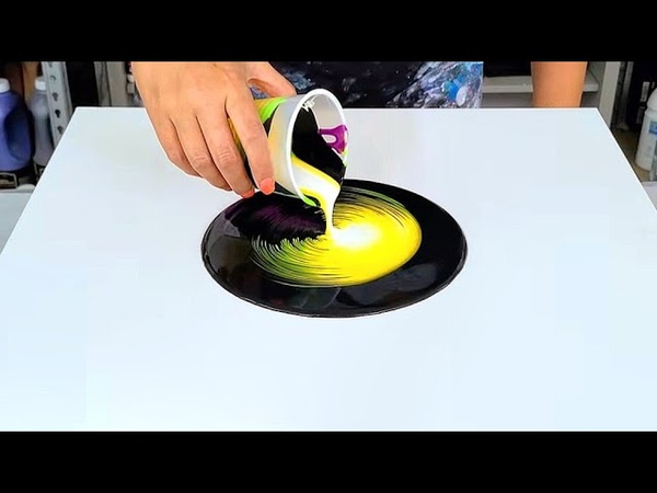 The Scorpion Thick Paint Straight Pour Experiment with Pearls Acrylic