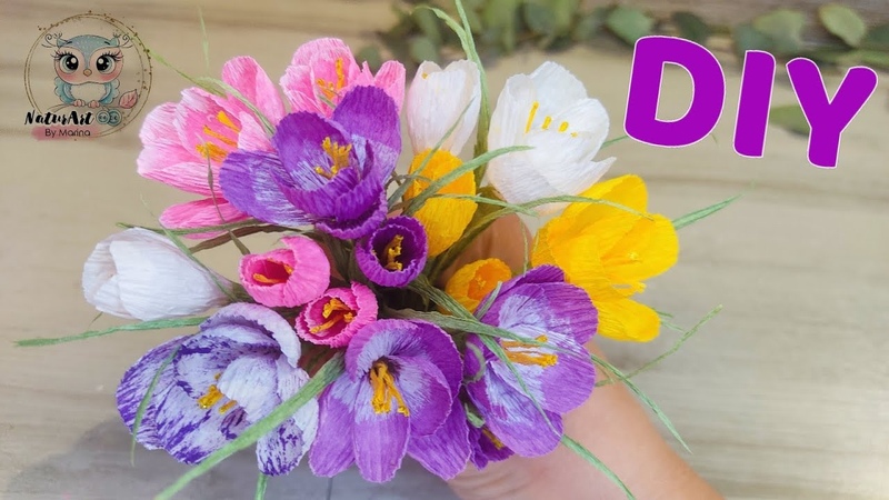 CROCUS di Carta Crespa Fai Da Te TUTORIAL Come realizzare Fiori di Carta