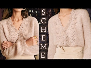 Суперская  кофточка со схемой узора вязания. Super blouse with a knitting pattern.