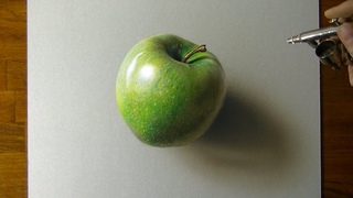 Drawing a Green Apple - How to draw 3D art