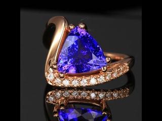14K Rose Gold Trilliant Tanzanite and Diamond Ring