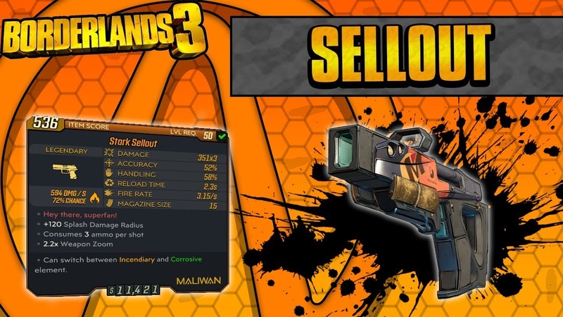 Borderlands 3, Sellout Legendary Weapon Guide ( No Charge Maliwan