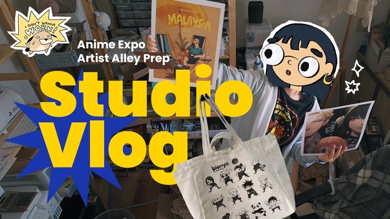 studio vlog prepping for Anime Expo 2024 largest anime convention in north america, artist
