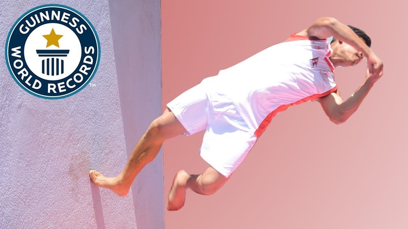 Most twisting backflips off a wall in one minute (parkour) Guinness World