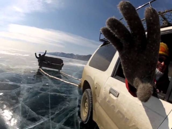 SOFA RIDE aross the frozen LAKE