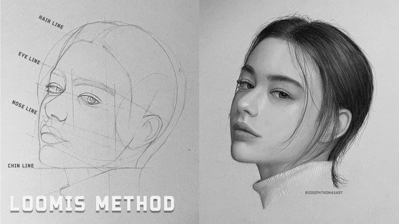 Drawing Practice How to outline an angled head using Loomis